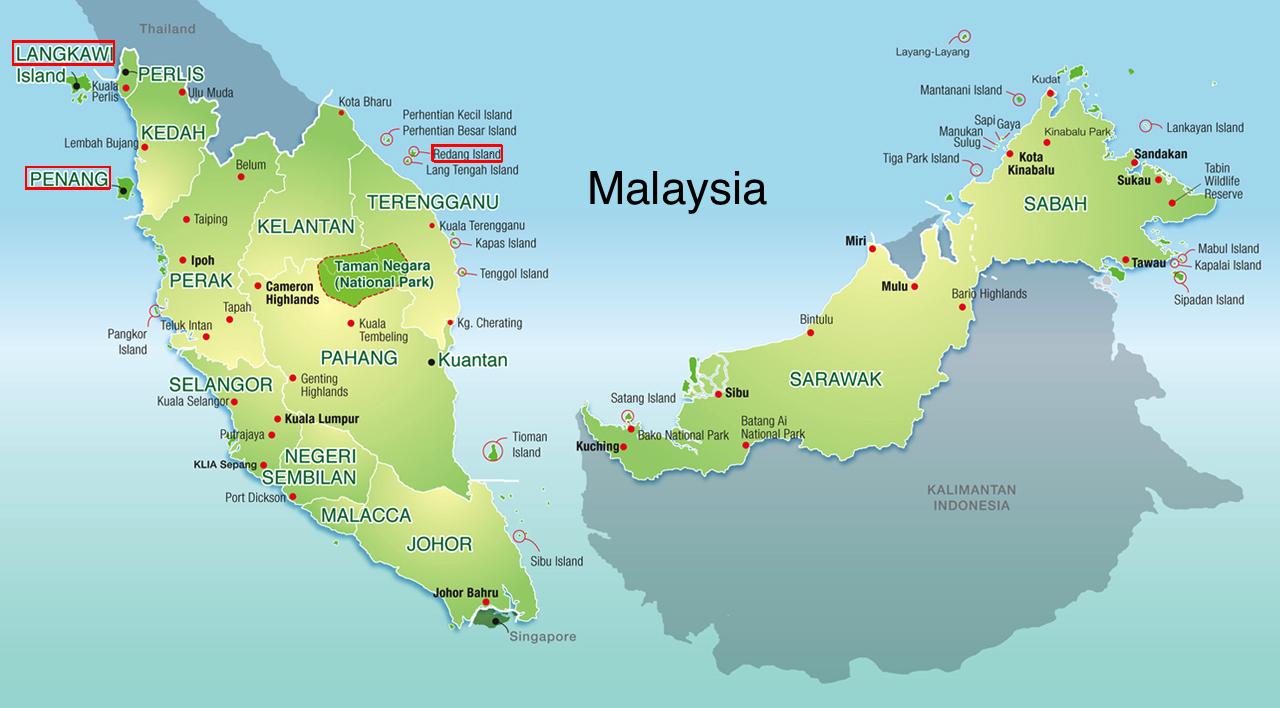 Malaysia øyene kart - Kart over malaysia og øyene (Sør-Øst-Asia - Asia)