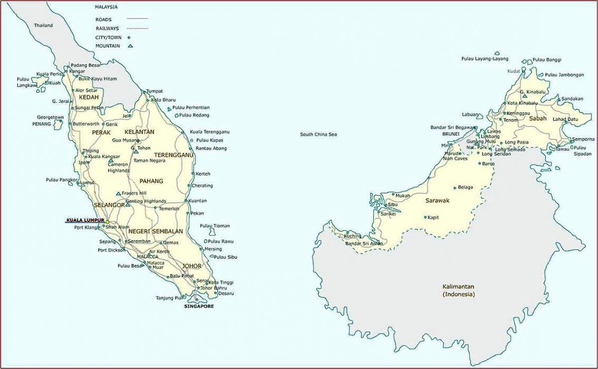 detaljert kart over malaysia