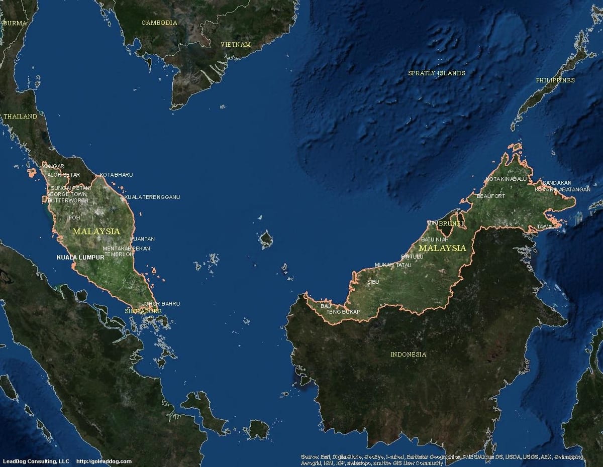 kart av levende kart malaysia