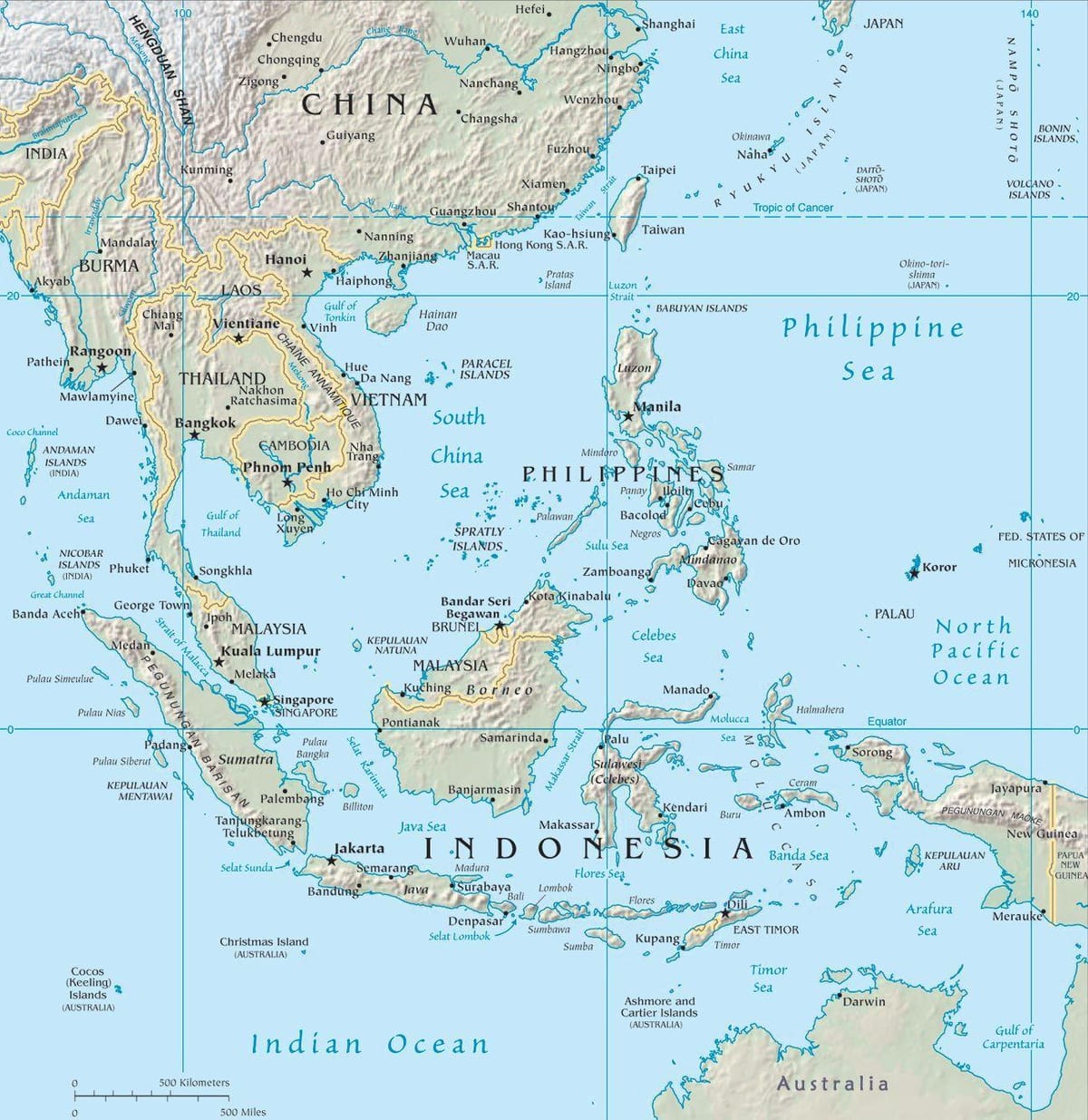 kart i malaysia og omkringliggende land