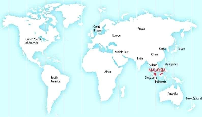 verdenskart som viser malaysia