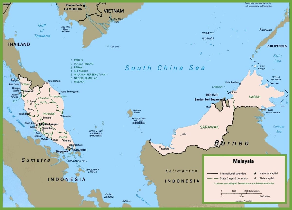 kart av malaysia politiske 