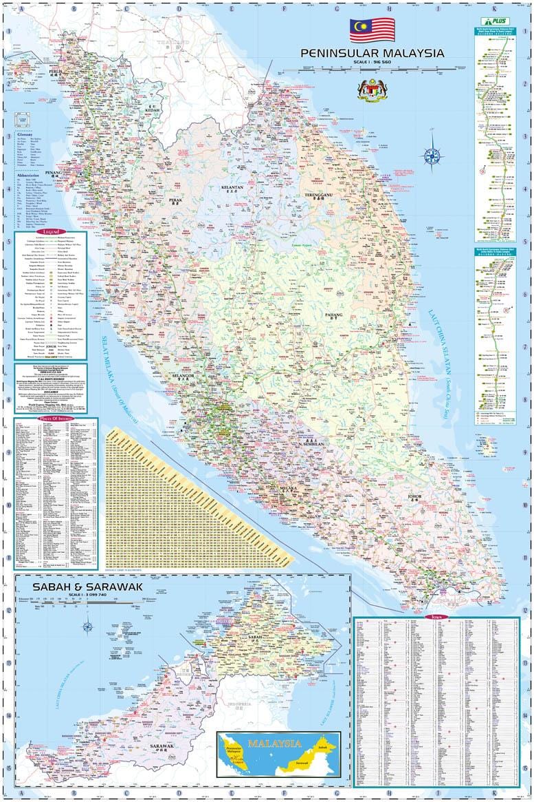 kart av malaysia road map & highway guide