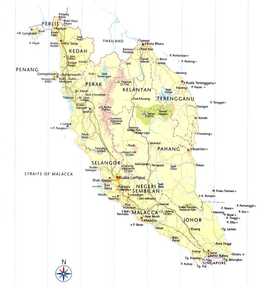 malaysia veien kart veibeskrivelse