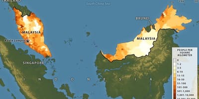 Malaysiske befolkningstetthet kart