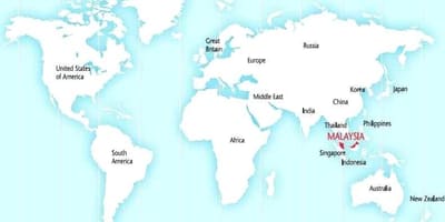 Verdenskart som viser malaysia