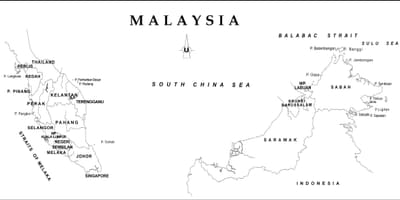 Kart over skissere kart av malaysia med staten grenser