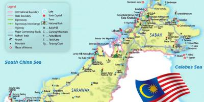 Kart over øst-malaysia
